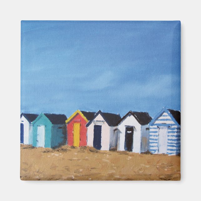 Colourful Beach Huts Southwold Suffolk Seaside  Magnet (Front)