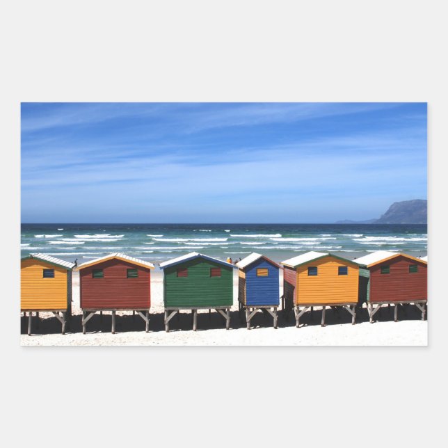 Colourful Beach Huts Sticker (Front)