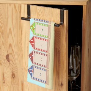 Colourful Beach Huts Summer Kitchen Towel