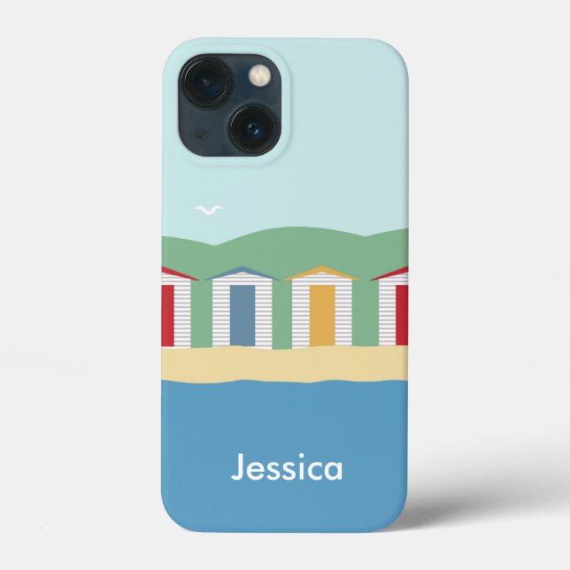 Colourful Beach Huts Summer Personalised Case-Mate iPhone Case (Back)