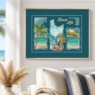 Colourful Beach Life Poster