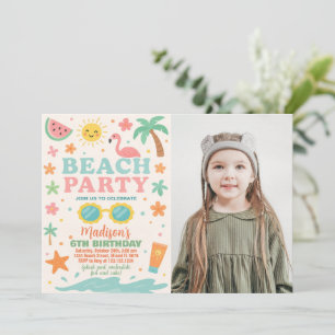 Colourful Beach Party Birthday Invitation & Decor