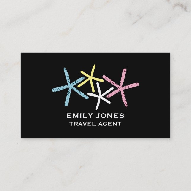 Colourful Beach Starfish, Travel & Tourism Business Card (Front)