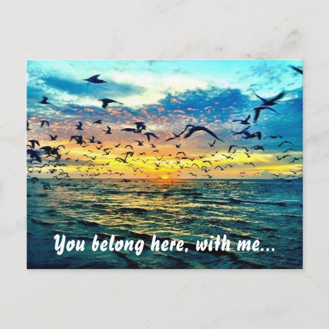 Colourful Beach Sunset Romantic Postcard (Front)