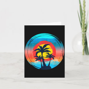 Colourful beach sunset sky palm trees for men wome card
