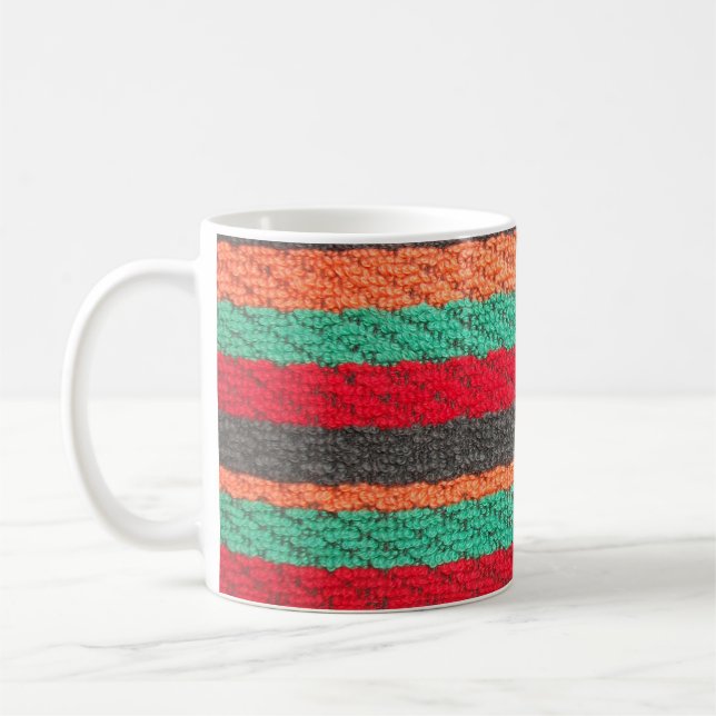 Colourful Beach Towel Stripes Coffee Mug (Left)