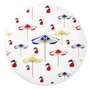 Colourful Beach Umbrella and Beach Ball Custom Ceramic Knob