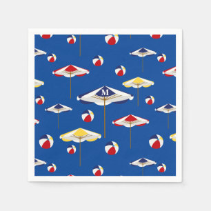 Colourful Beach Umbrella and Beach Ball Custom Napkin