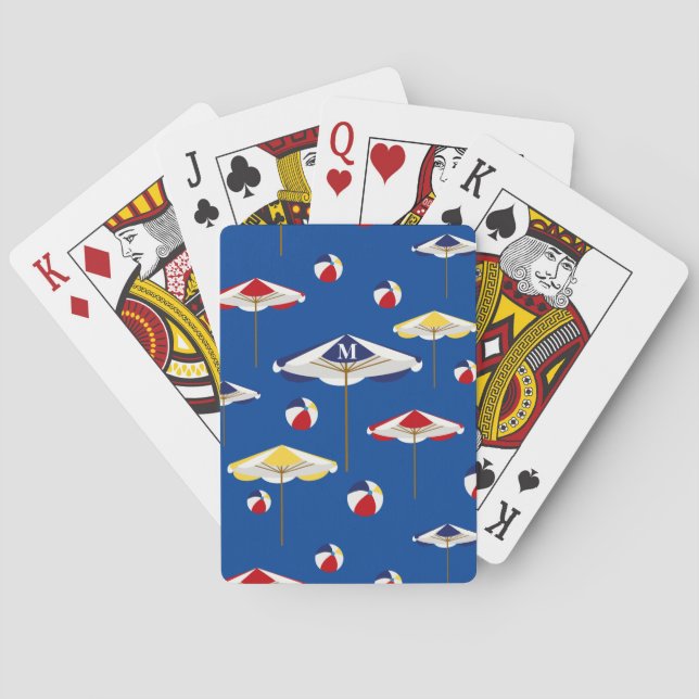 Colourful Beach Umbrella and Beach Ball Custom Playing Cards (Back)
