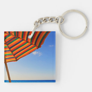Colourful Beach Umbrella on a Sunny Day Photograph Keychain