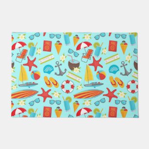 Colourful beach vacation pattern doormat