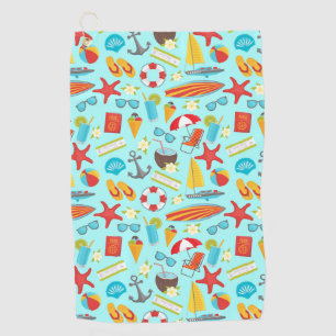 Colourful beach vacation pattern golf towel
