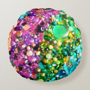 Colourful bead pattern round pillow