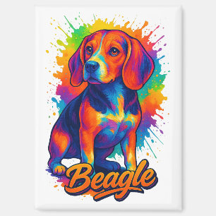 Colourful Beagle Pop Art – Vibrant Dog Portrait Magnet