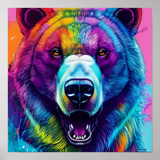 colourful bear art poster