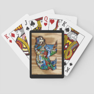 Colourful bear bridge and playing cards