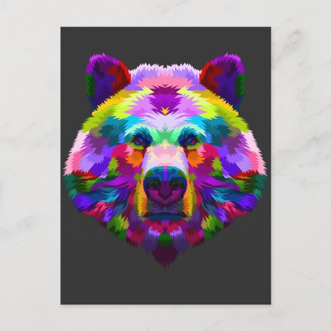 Colourful Bear Illustration Mountain Forest Animal Postcard (Front)