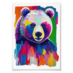 Colourful Bear Portrait Photo Print