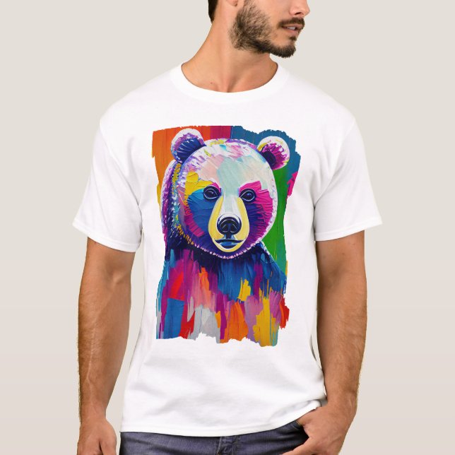Colourful Bear Portrait T-Shirt (Front)