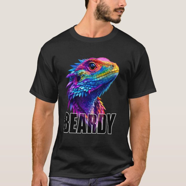 Colourful Bearded Dragon Beardy Face Lizard Lover  T-Shirt (Front)