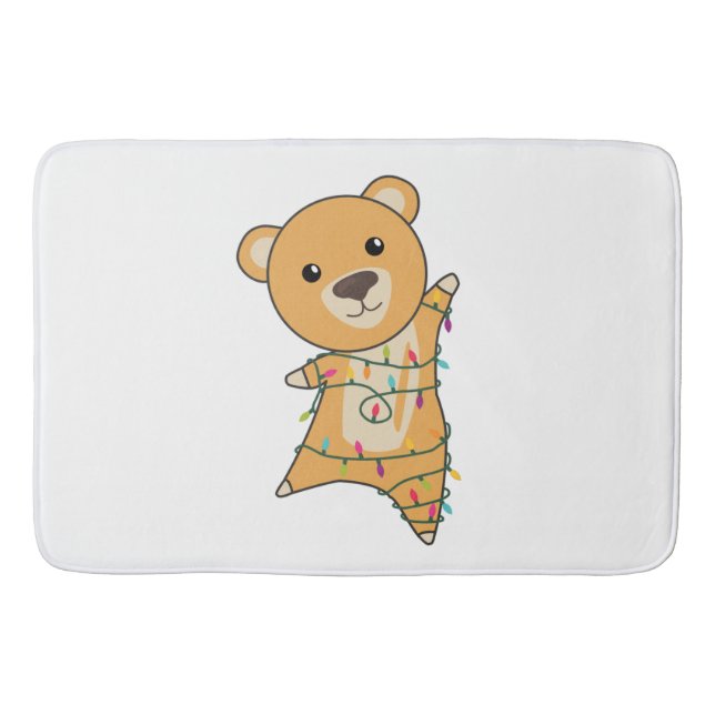 Colourful Bears Merry Christmas Winter Animals Bea Bath Mat (Front)