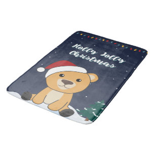 Colourful Bears Merry Christmas Winter Animals Bea Bath Mat