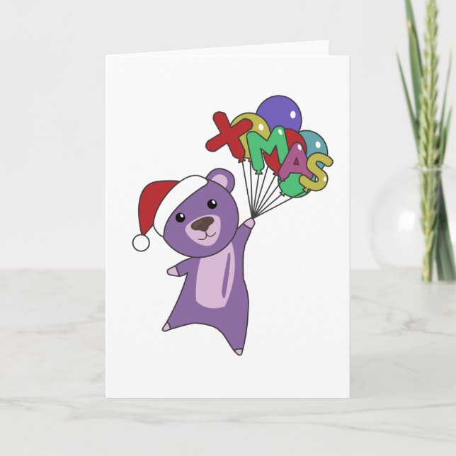Colourful Bears Merry Christmas Winter Animals Bea Card (Front)