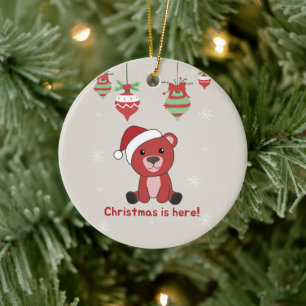 Colourful Bears Merry Christmas Winter Animals Bea Ceramic Ornament