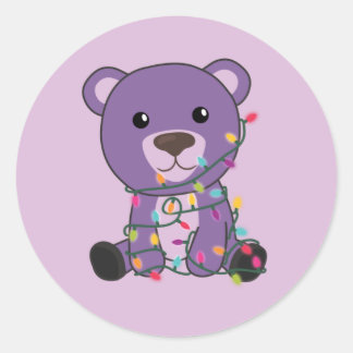Colourful Bears Merry Christmas Winter Animals Bea Classic Round Sticker
