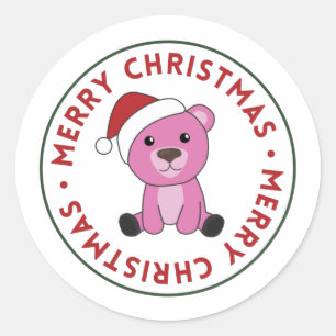 Colourful Bears Merry Christmas Winter Animals Bea Classic Round Sticker