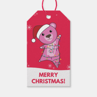 Colourful Bears Merry Christmas Winter Animals Bea Gift Tags