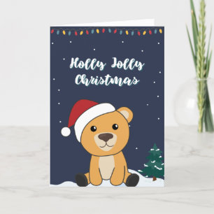 Colourful Bears Merry Christmas Winter Animals Bea Holiday Card