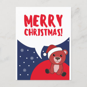 Colourful Bears Merry Christmas Winter Animals Bea Holiday Postcard