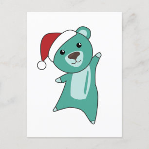 Colourful Bears Merry Christmas Winter Animals Bea Holiday Postcard