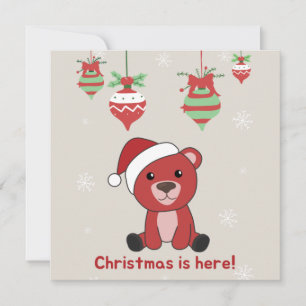 Colourful Bears Merry Christmas Winter Animals Bea Invitation