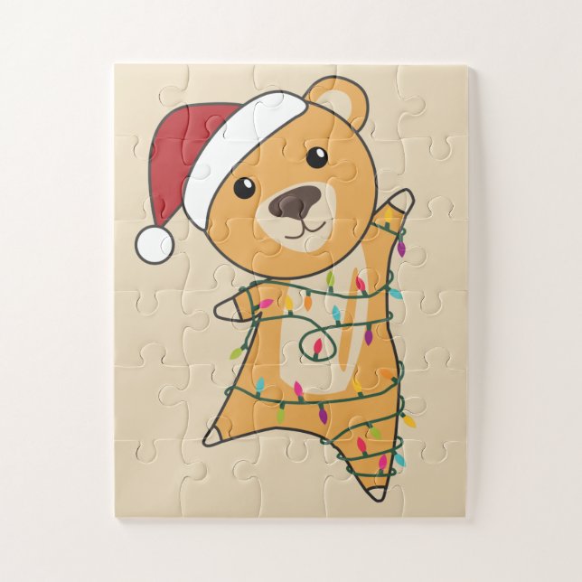 Colourful Bears Merry Christmas Winter Animals Bea Jigsaw Puzzle (Vertical)