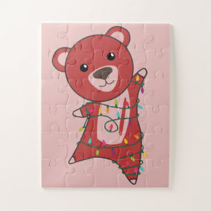 Colourful Bears Merry Christmas Winter Animals Bea Jigsaw Puzzle