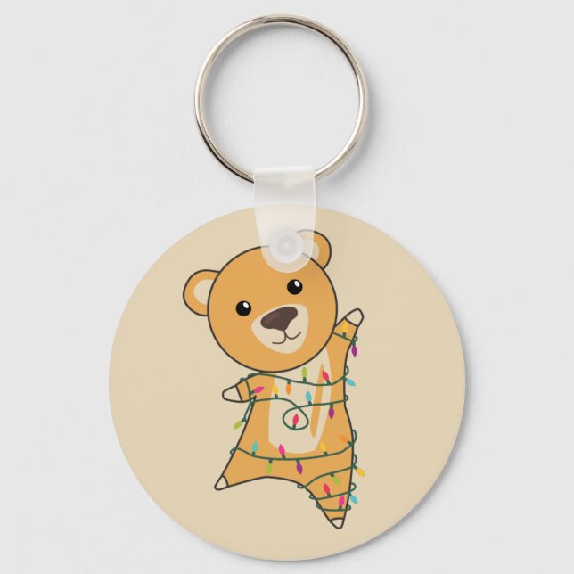 Colourful Bears Merry Christmas Winter Animals Bea Keychain (Front)