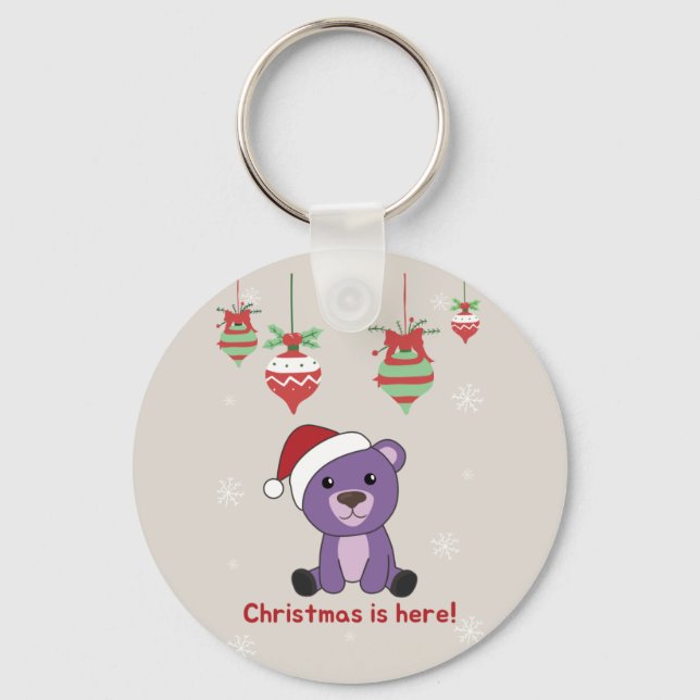 Colourful Bears Merry Christmas Winter Animals Bea Keychain (Front)