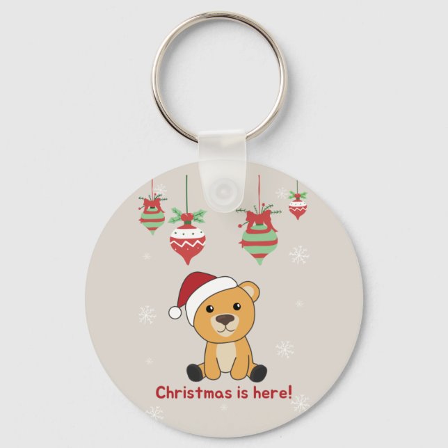 Colourful Bears Merry Christmas Winter Animals Bea Keychain (Front)