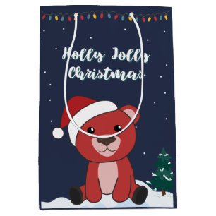 Colourful Bears Merry Christmas Winter Animals Bea Medium Gift Bag