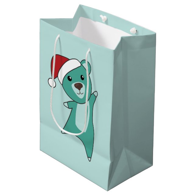 Colourful Bears Merry Christmas Winter Animals Bea Medium Gift Bag (Front Angled)
