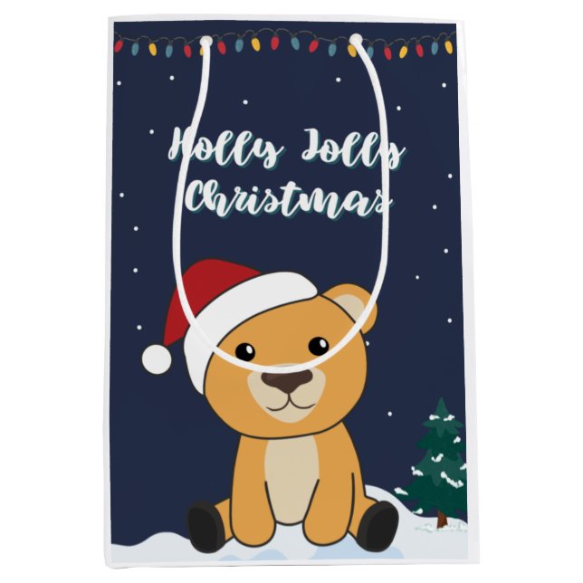 Colourful Bears Merry Christmas Winter Animals Bea Medium Gift Bag (Front)