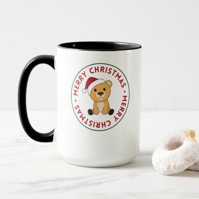 Colourful Bears Merry Christmas Winter Animals Bea Mug (With Donut)