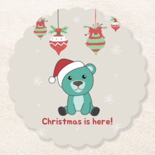 Colourful Bears Merry Christmas Winter Animals Bea Paper Coaster