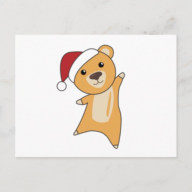 Colourful Bears Merry Christmas Winter Animals Bea Postcard (Front)
