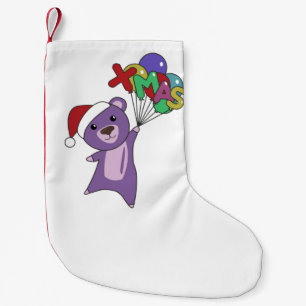 Colourful Bears Merry Christmas Winter Animals Bea Small Christmas Stocking