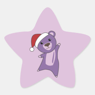 Colourful Bears Merry Christmas Winter Animals Bea Star Sticker