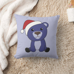 Colourful Bears Merry Christmas Winter Animals Bea Throw Pillow
