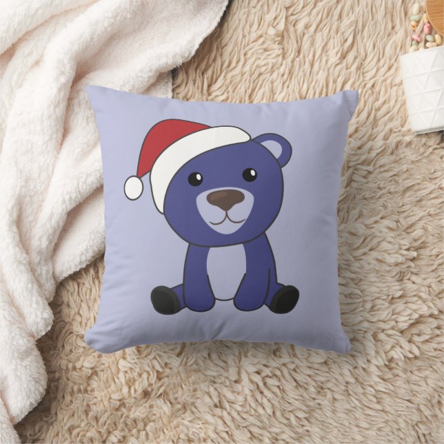 Colourful Bears Merry Christmas Winter Animals Bea Throw Pillow (Blanket)